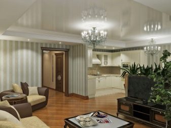 Дизайн кухні-вітальні 17 кв. м (70 фото): варіанти оформлення інтер’єру кухонь-студій з диваном, планування і зонування суміщених кухонь-віталень