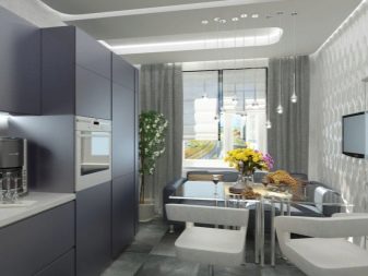 Дизайн кухні-вітальні 17 кв. м (70 фото): варіанти оформлення інтер’єру кухонь-студій з диваном, планування і зонування суміщених кухонь-віталень