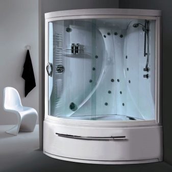 Душові кабіни з високим піддоном: кутові та прямокутні моделі, 80х80 і 90х90, 100 на 80 і 100х100, 110 на 80 і 120х80, асиметричні та інші