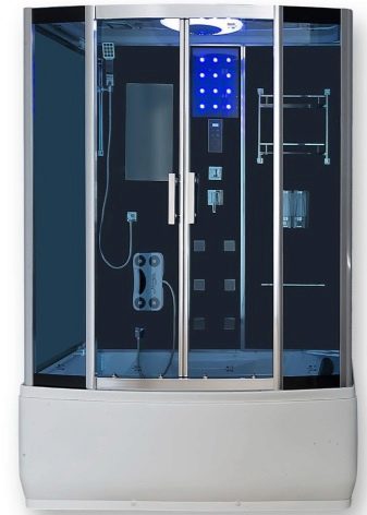 Душові кабіни з високим піддоном: кутові та прямокутні моделі, 80х80 і 90х90, 100 на 80 і 100х100, 110 на 80 і 120х80, асиметричні та інші