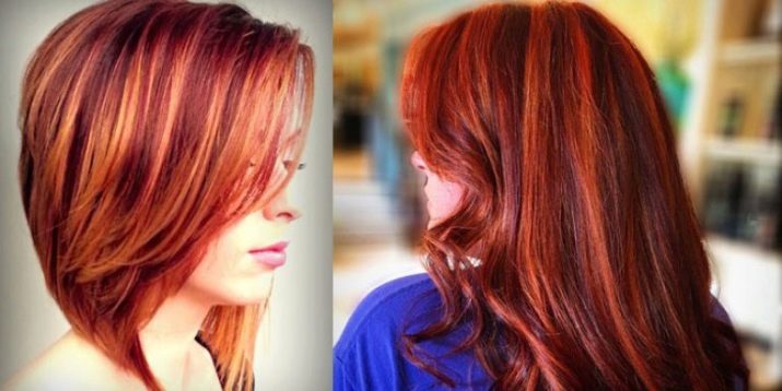 Фарбування волосся пасмами (49 фото): як пофарбувати темні і русяве волосся пасмами в домашніх умовах? Вибір яскравих кольорів. Кому йдуть червоні відтінки?