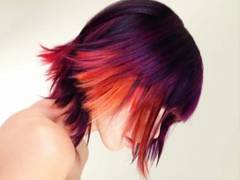 Кольорове мелірування (75 фото): різнобарвне фарбування коротких, середніх і довгих темно-русявих і світлого волосся, вибір фарби для мелірування