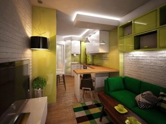 Кухні-вітальні 13 кв. м (58 фото): варіанти дизайну інтер’єру кухні-їдальні з диваном та іншої меблями