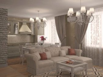 Кухні-вітальні 13 кв. м (58 фото): варіанти дизайну інтер’єру кухні-їдальні з диваном та іншої меблями