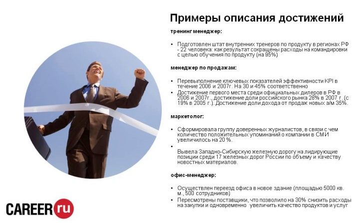 Обов’язки та досягнення в резюме: які професійні та особисті досягнення вказувати? Приклади (зразки) посадових та інших досягнень