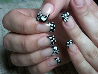 Особливості чорно-білого френча на нігтях (54 фото): дизайн французького манікюру в чорно-білому кольорі