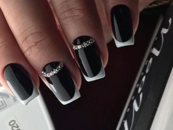 Особливості чорно-білого френча на нігтях (54 фото): дизайн французького манікюру в чорно-білому кольорі