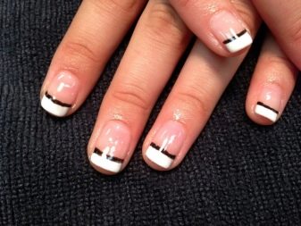 Особливості чорно-білого френча на нігтях (54 фото): дизайн французького манікюру в чорно-білому кольорі