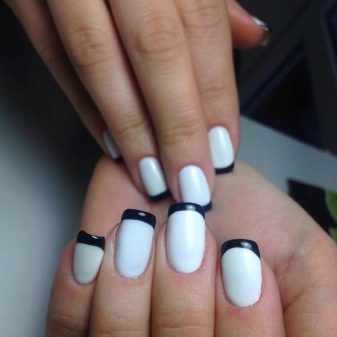 Особливості чорно-білого френча на нігтях (54 фото): дизайн французького манікюру в чорно-білому кольорі