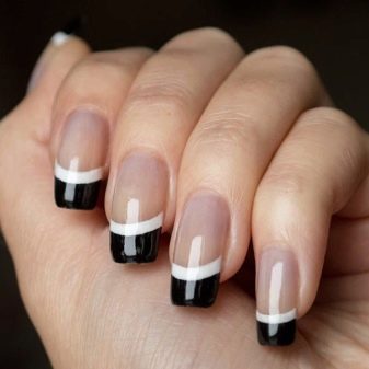Особливості чорно-білого френча на нігтях (54 фото): дизайн французького манікюру в чорно-білому кольорі