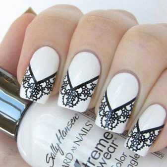 Особливості чорно-білого френча на нігтях (54 фото): дизайн французького манікюру в чорно-білому кольорі