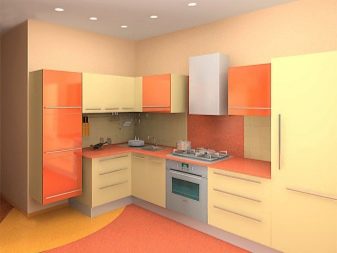 Персикові кухні (61 фото): нюанси вибору кухонного гарнітура кольору персика в інтер’єр, поєднання персикового з іншими тонами, варіанти дизайну