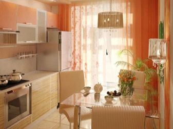 Персикові кухні (61 фото): нюанси вибору кухонного гарнітура кольору персика в інтер’єр, поєднання персикового з іншими тонами, варіанти дизайну
