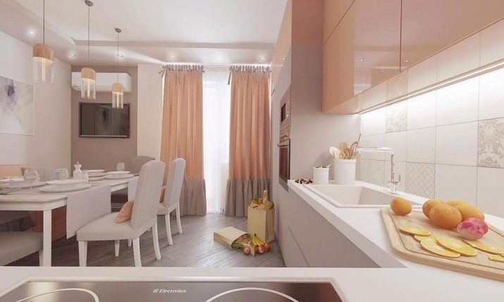 Персикові кухні (61 фото): нюанси вибору кухонного гарнітура кольору персика в інтер’єр, поєднання персикового з іншими тонами, варіанти дизайну