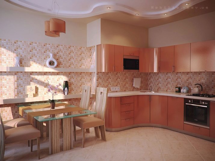 Персикові кухні (61 фото): нюанси вибору кухонного гарнітура кольору персика в інтер’єр, поєднання персикового з іншими тонами, варіанти дизайну
