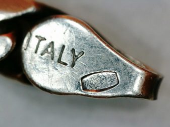 Італійське срібло: срібні прикраси 925 проби, що відрізняється від російського, клейма і проби Італії, позолочені й інші варіанти покриття