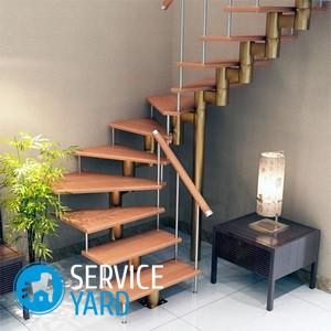 Чертеж лестницы с забежными ступенями