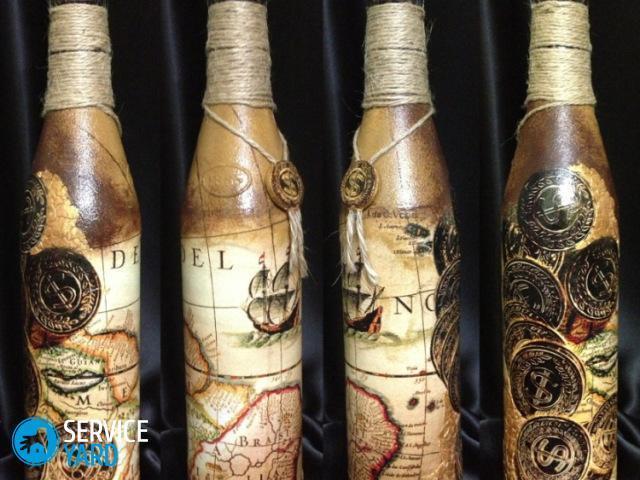 Декупаж бутылок салфетками своими руками