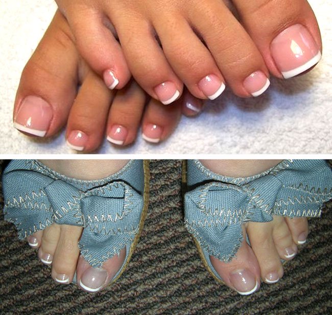 Френч на ногах (білий, кольоровий) — красиві фото-ідеї стильного педикюру. Як зробити самостійно
