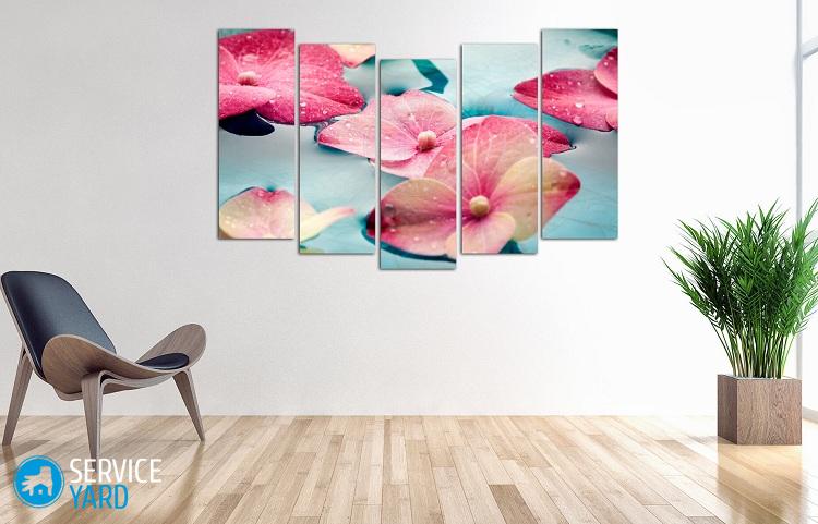 Как повесить модульную картину из 5 частей на стену?