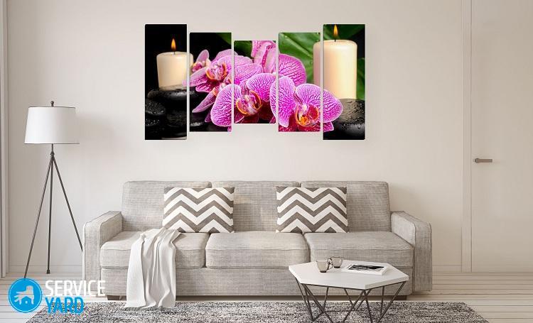 Как повесить модульную картину из 5 частей на стену?