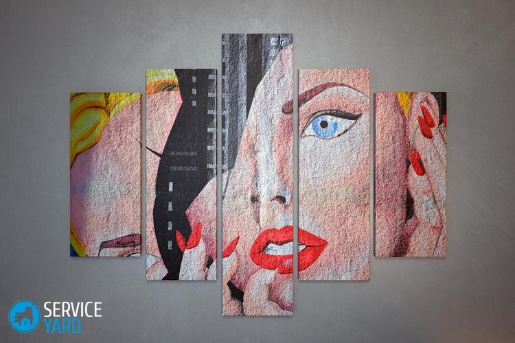 Как повесить модульную картину из 5 частей на стену?