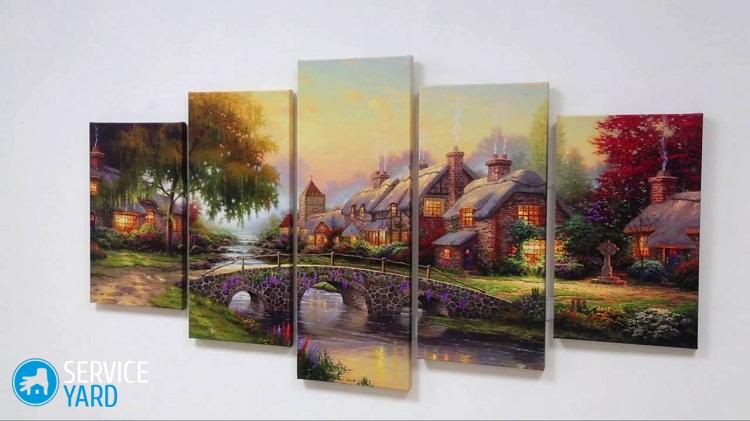 Как повесить модульную картину из 5 частей на стену?