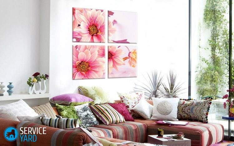 Как повесить модульную картину из 5 частей на стену?