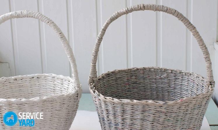 Как сделать ручку для корзинки из газетных трубочек?