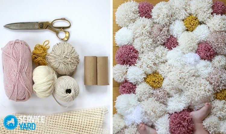 Коврик из помпонов своими руками