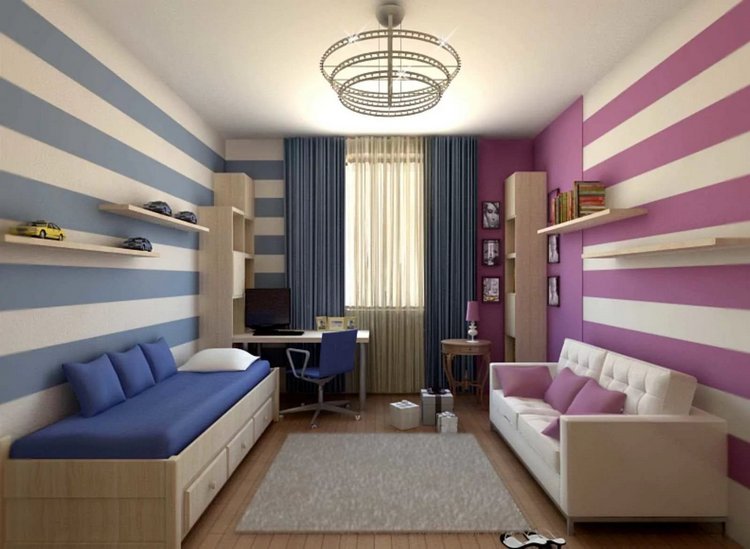 Оформление интерьера детской для мальчика и девочки вместе