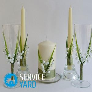 Оформление свадебных бокалов и бутылок своими руками