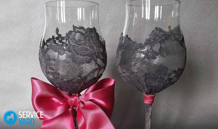 Оформление свадебных бокалов и бутылок своими руками