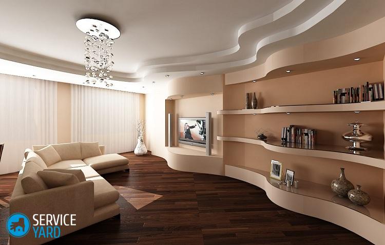 Полки из гипсокартона на стене