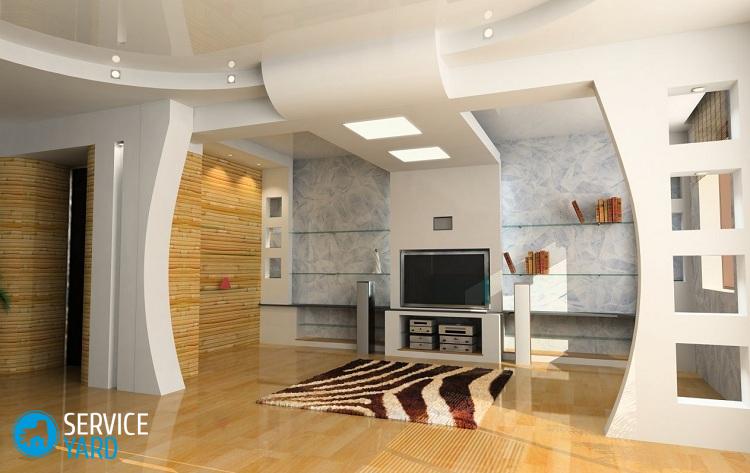 Полки из гипсокартона на стене