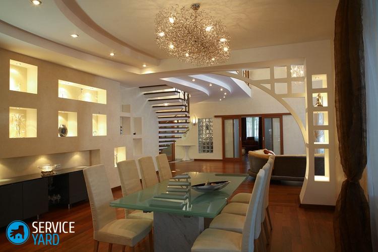 Полки из гипсокартона на стене