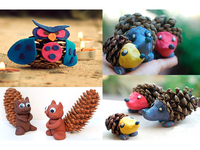 Простая поделка из шишек в школу Простая поделка из шишек в школу