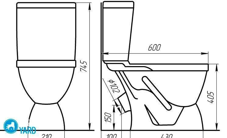 Размеры унитаза на чертеже