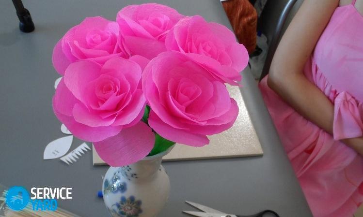 Розы из гофрированной бумаги своими руками пошагово