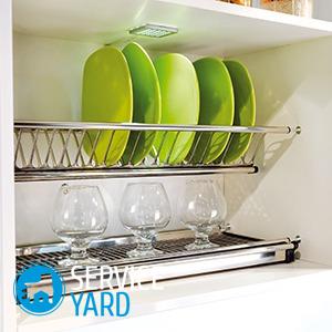 Установка сушилки для посуды в шкаф