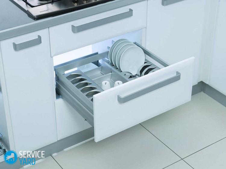 Установка сушилки для посуды в шкаф