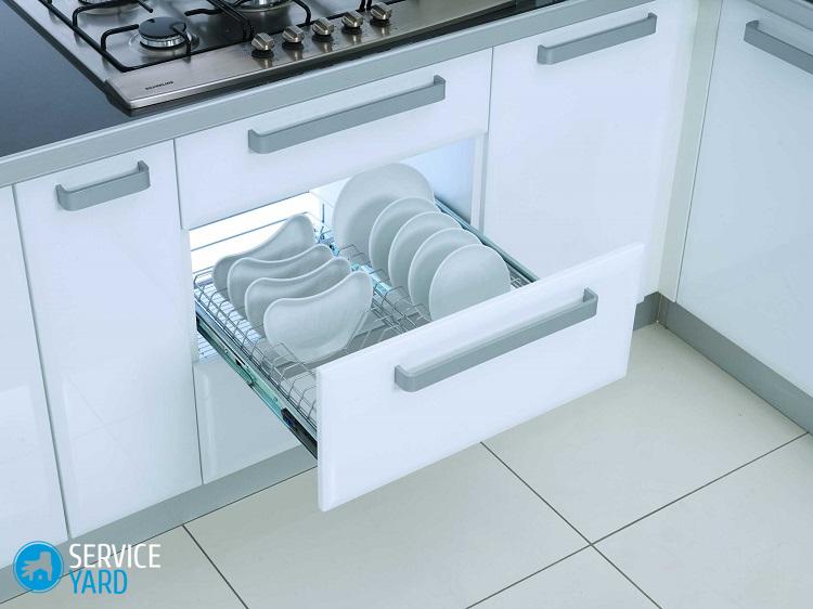 Установка сушилки для посуды в шкаф