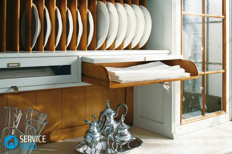 Установка сушилки для посуды в шкаф