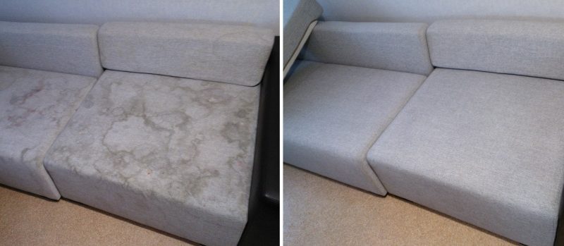 Як прибрати плями з оббивки дивана від води, сечі, Ваніша, після чищення м'яких меблів, видалення плям: інструкція