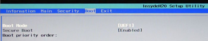 Як відключити Secure Boot на ноутбуці Acer Aspire