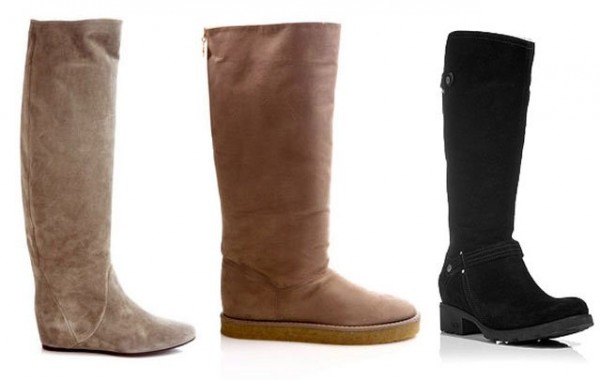 Замшеві чоботи без каблука